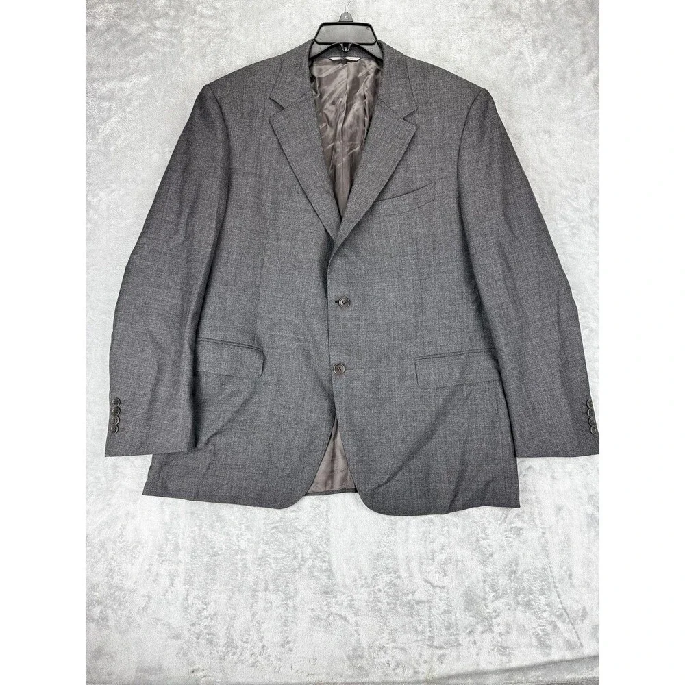 Canali Mens Suit 58R Gray Wool 2 Pieces Italy Travel Silk Lined made in Italy